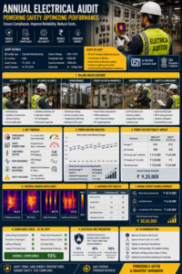 Electrical engineer conducting annual electrical audit of LT distribution panel in Indian factory