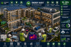 Certified energy auditor conducting walkthrough inspection of industrial facility in India