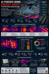 AI software interface showing automated thermal anomaly classification from drone energy audit of Indian industrial facility
