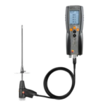 A handheld digital measuring device with an attached probe and cable, displayed on a white background. The device has a screen showing numbers and several buttons for operation.