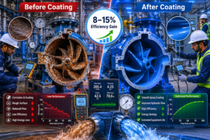 Industrial cooling water pump testing setup with pressure gauges and flow measurement instruments — BEE-compliant pump performance audit