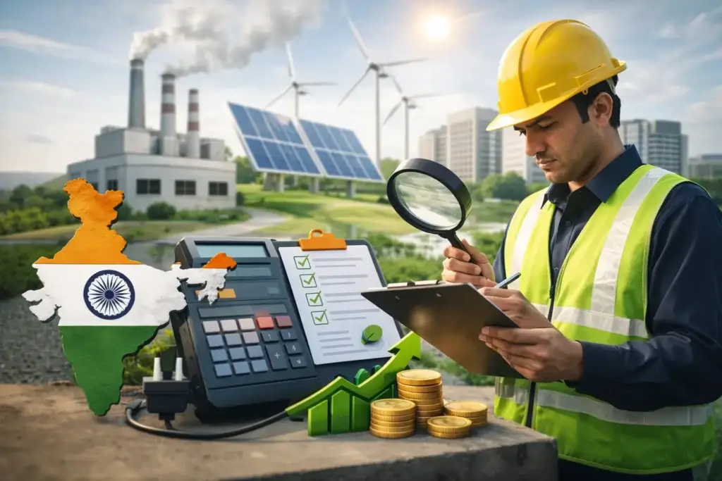 Certified energy auditor in India inspecting industrial facility for energy audit process and compliance