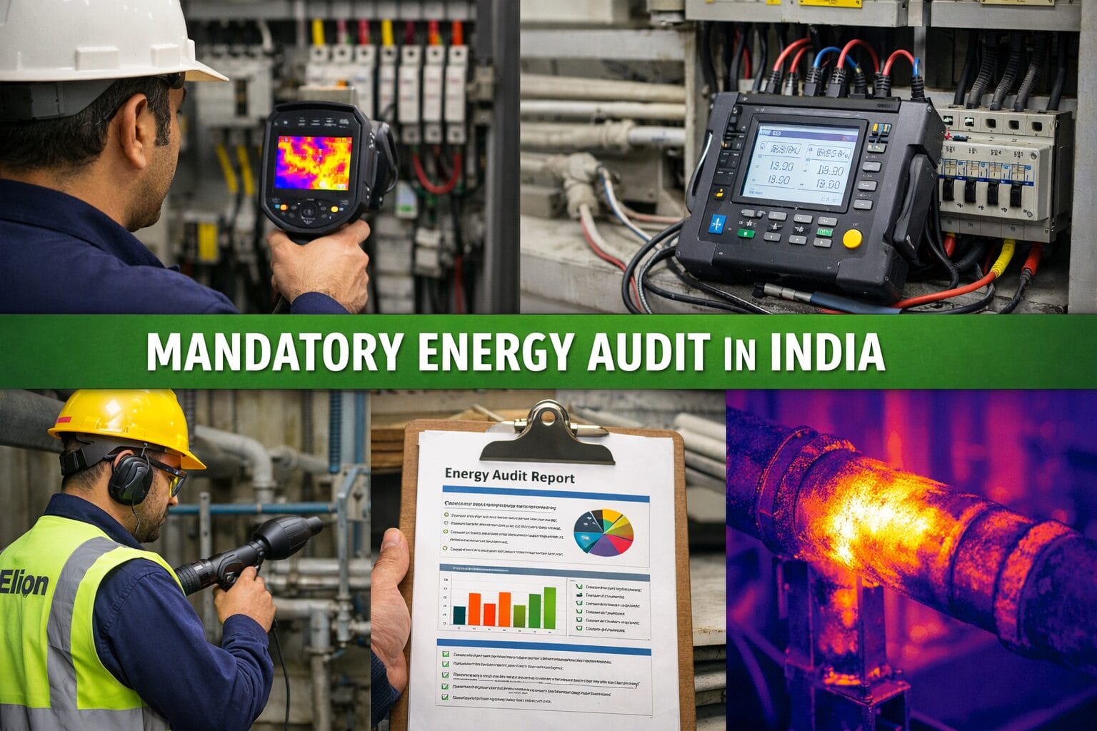19. BEE-certified energy auditor conducting thermal imaging inspection of electrical panel at an Indian industrial facility